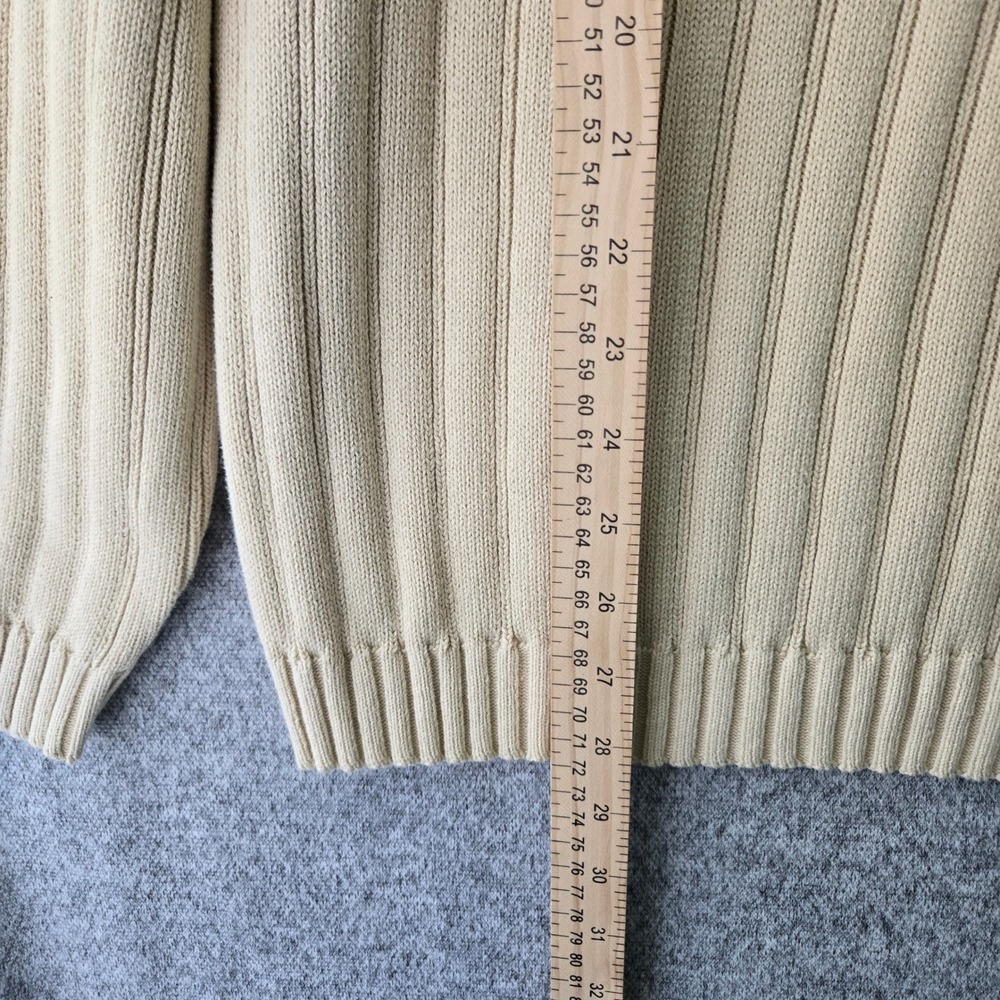 Hathaway Mens XL Quarter Zip Sweater Beige 100% Cotton Ribbed Knit Mock Neck NWT - Picture 10 of 10